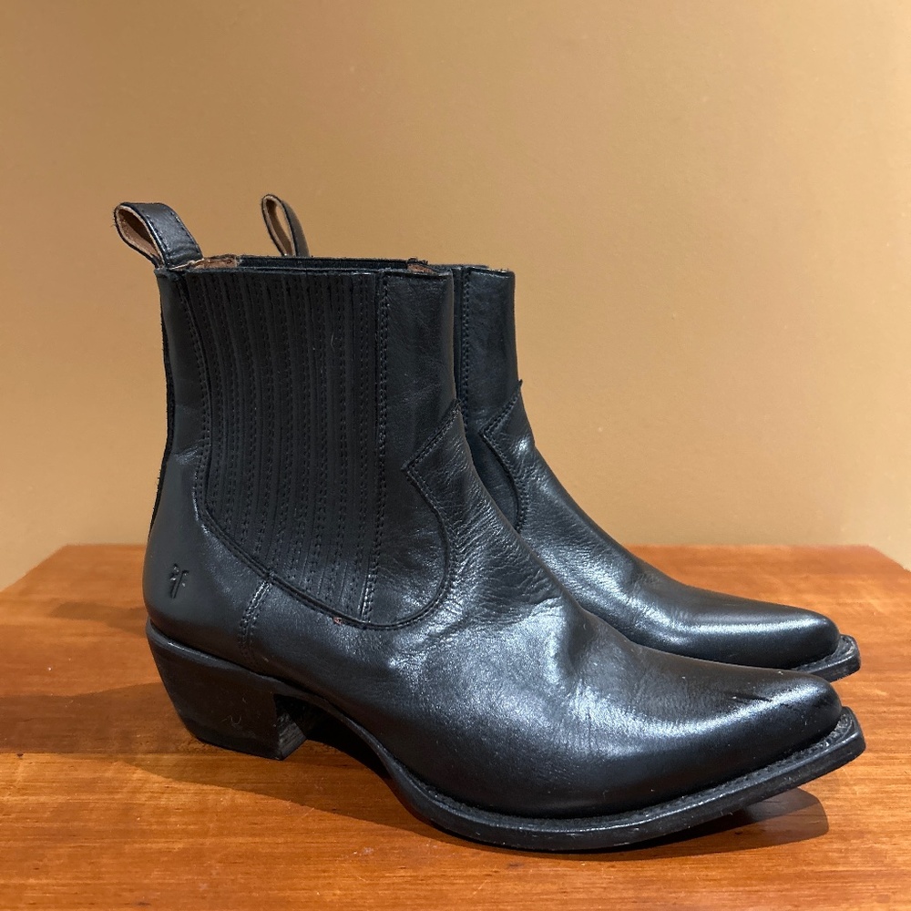 Frye Black Leather Western Boot